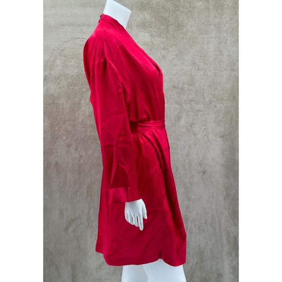 Vintage Victorias Secret Robe Women Small Petite Red 100% Silk Coquette Romantic - Picture 6 of 14